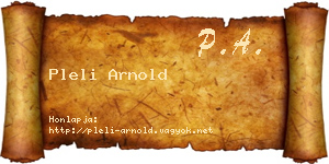 Pleli Arnold névjegykártya